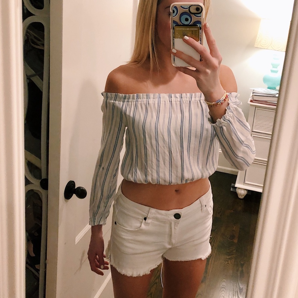 H&M / Divided Off the Shoulder Striped Crop Top